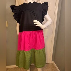 Hana Oversized Summer Dress Fluttered Sleeves Size 38.  #114